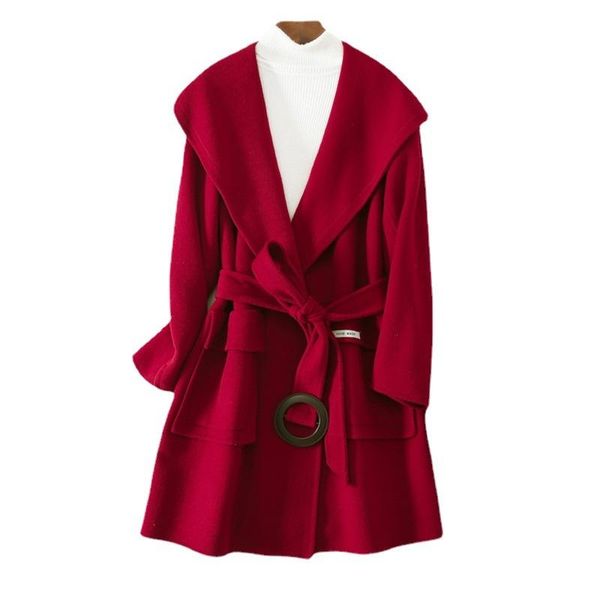 women's wool & blends shuchan loose coats and jackets women adjustable waist turn-down collar belt wide-waisted blend korean, Black
women's wool & blends shuchan loose coats and jackets women adjustable waist turn-down collar belt wide-waisted blend korean, Black