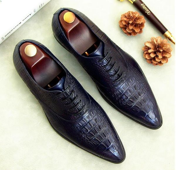 dress shoes pointed toe british business lace-up single leather banquet embossed crocodile, Black
dress shoes pointed toe british business lace-up single leather banquet embossed crocodile, Black