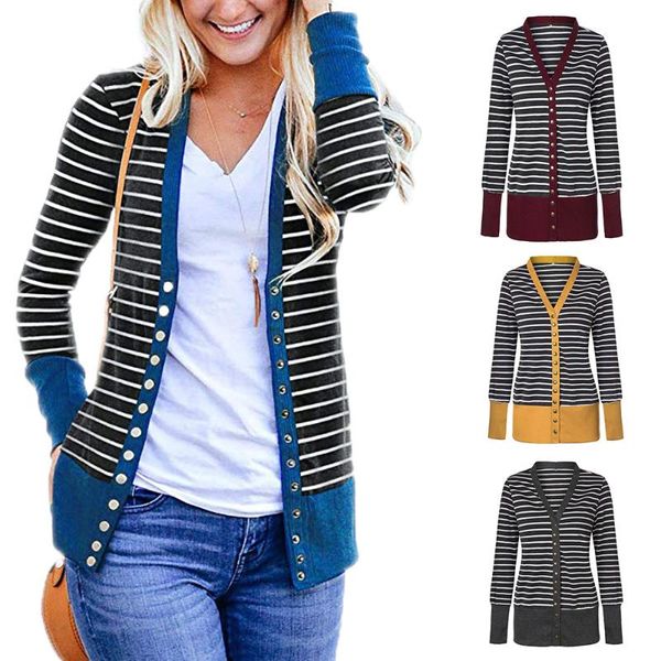 fall / winter 2021 cardigan single breasted stripe contrast long sleeve coat for women women's jackets, Black;brown
fall / winter 2021 cardigan single breasted stripe contrast long sleeve coat for women women's jackets, Black;brown