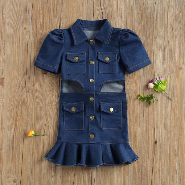 girl's dresses 1-6y fashion kids girls trumpet dress puff sleeve turn down collar single breasted blue denim ruffles, Red;yellow
girl's dresses 1-6y fashion kids girls trumpet dress puff sleeve turn down collar single breasted blue denim ruffles, Red;yellow