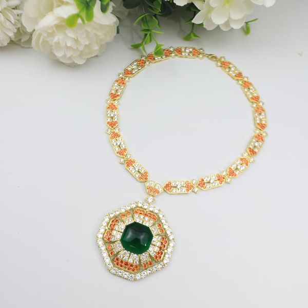pendant necklaces luxury fashion women necklace green main stone orange embellishment party jewelry brand 2021 pattern, Silver
pendant necklaces luxury fashion women necklace green main stone orange embellishment party jewelry brand 2021 pattern, Silver