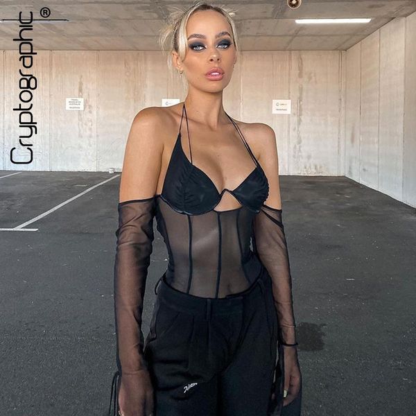 women's blouses & shirts cryptographic mesh see through halter backless and chic fashion club party black cropped shirt, White
women's blouses & shirts cryptographic mesh see through halter backless and chic fashion club party black cropped shirt, White