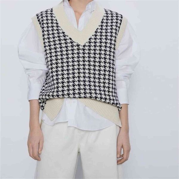 women houndstooth vest casual womens sweaters v neck sleeveless autumn winter jumper knitted korean style pullover loose, White;black
women houndstooth vest casual womens sweaters v neck sleeveless autumn winter jumper knitted korean style pullover loose, White;black
