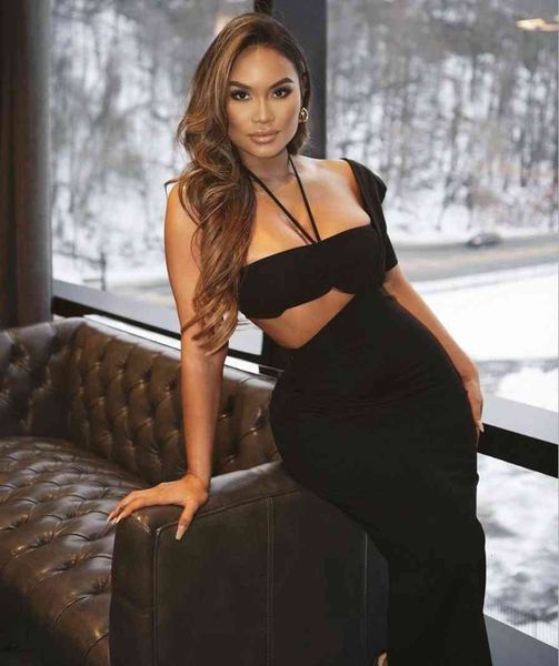 dresses 2021 winter women short sleeve one shoulder hollow out black midi bandage elegant celebrity evening club party, Black;gray
dresses 2021 winter women short sleeve one shoulder hollow out black midi bandage elegant celebrity evening club party, Black;gray