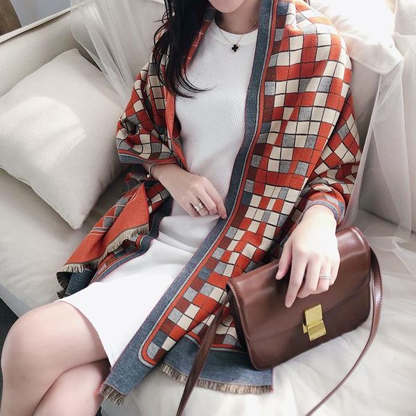 scarves shawl korean version of the british plaid imitation cashmere autumn and winter warm dual-use women's scarf, Blue;gray
scarves shawl korean version of the british plaid imitation cashmere autumn and winter warm dual-use women's scarf, Blue;gray