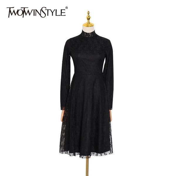 twotwinstyle black patchwork lace dress for women stand collar long sleeve high waist mesh dresses female fashion clothing 210517, Black;gray
twotwinstyle black patchwork lace dress for women stand collar long sleeve high waist mesh dresses female fashion clothing 210517, Black;gray