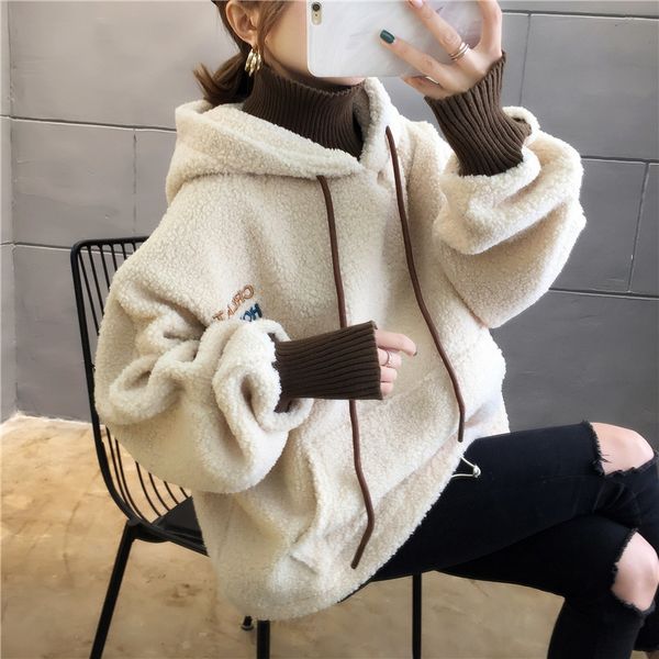 cashmere embroidered sweater women's winter hooded plush thickened large wear, Blue;black
cashmere embroidered sweater women's winter hooded plush thickened large wear, Blue;black