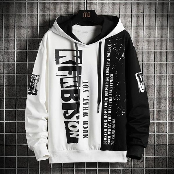 men's hoodies & sweatshirts sweater spring and autumn casual hip hop letter loose hoodie stitching japanese street pullover, Black
men's hoodies & sweatshirts sweater spring and autumn casual hip hop letter loose hoodie stitching japanese street pullover, Black