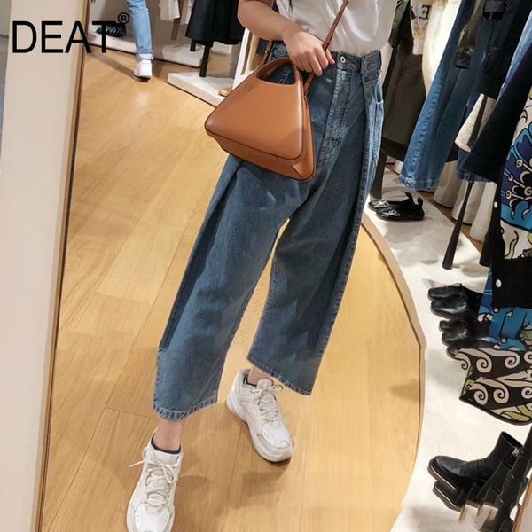 women's jeans deat 2021 spring and summer fashion women runway clothing high waist metal buttons big bottoms denim pants wk67105l, Blue 
women's jeans deat 2021 spring and summer fashion women runway clothing high waist metal buttons big bottoms denim pants wk67105l, Blue