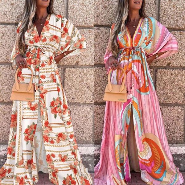 maternity dresses women dress elegant printing loose split hem maxi deep v neck button elastic waist boho long party beach vestidos, White
maternity dresses women dress elegant printing loose split hem maxi deep v neck button elastic waist boho long party beach vestidos, White