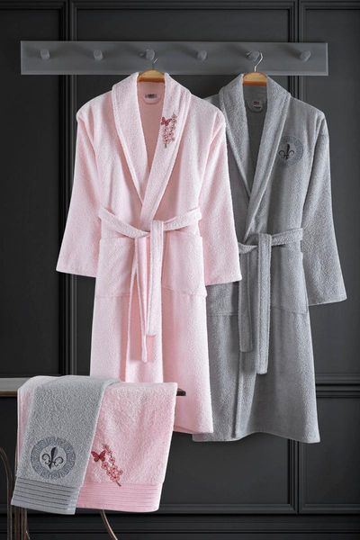 towel curly jacquard women's bathrobe set (set of 3) 95-82008-00016