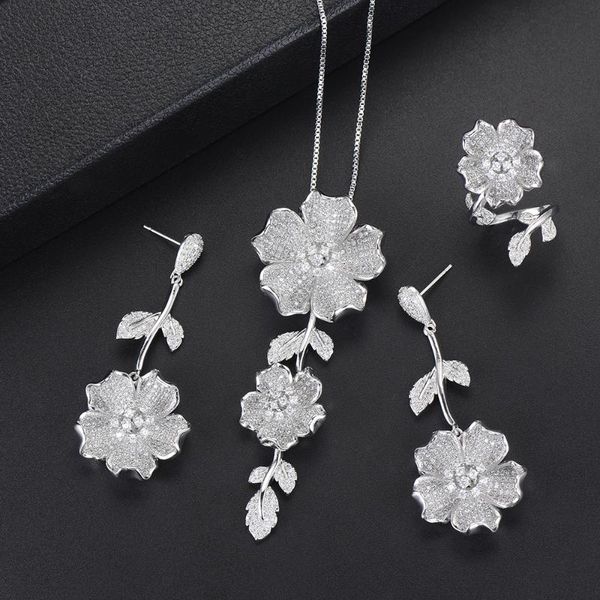 earrings & necklace siscathy 3pcs luxury wedding cubic zircon dubai bridal jewelry set charms necklace/ring/earrings for women, Silver
earrings & necklace siscathy 3pcs luxury wedding cubic zircon dubai bridal jewelry set charms necklace/ring/earrings for women, Silver