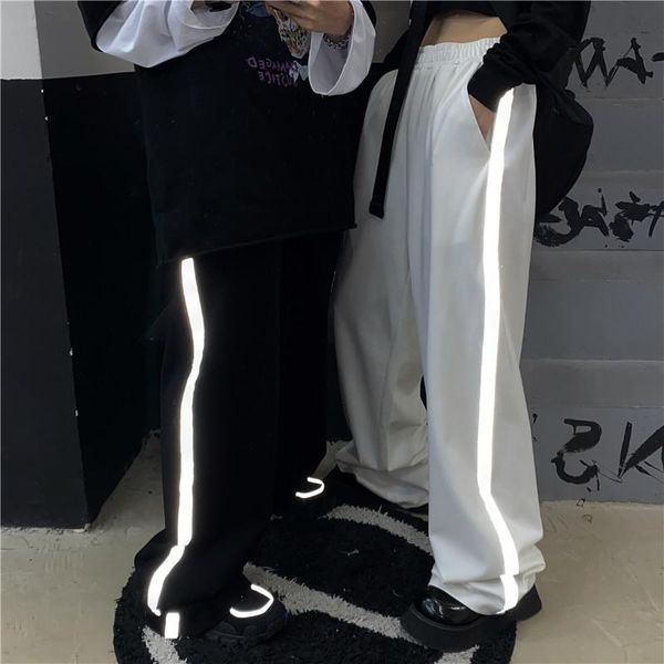 women's pants & capris korean side contrast reflective stripe loose straight pant streetwear summer high waist woman man hip hop tracks, Black;white
women's pants & capris korean side contrast reflective stripe loose straight pant streetwear summer high waist woman man hip hop tracks, Black;white