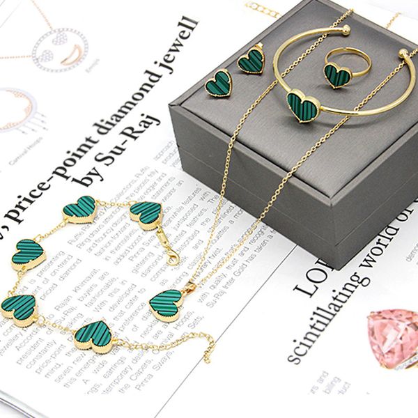 luxury brand womens colorful clover butterfly bangle necklace earring ring jewelry set for gift, Black 
luxury brand womens colorful clover butterfly bangle necklace earring ring jewelry set for gift, Black