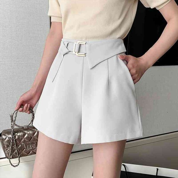 womens spring summer asymmetric metallic button shorts with high waists and wide legs, White;black
womens spring summer asymmetric metallic button shorts with high waists and wide legs, White;black
