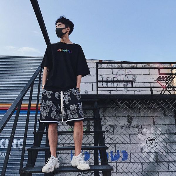 men's shorts american basketball training sports capris summer cashew flower drawstring loose beach casual pants, White;black
men's shorts american basketball training sports capris summer cashew flower drawstring loose beach casual pants, White;black