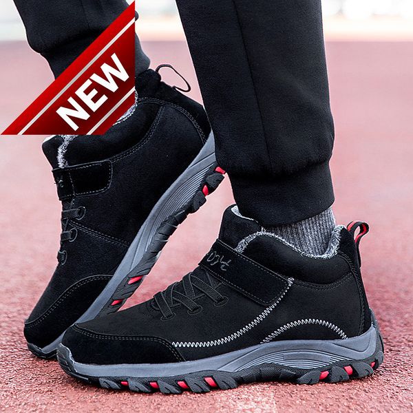 cotton winter warm plush thickened high couple's non slip rubber soled large men's shoes snow boots, Black
cotton winter warm plush thickened high couple's non slip rubber soled large men's shoes snow boots, Black