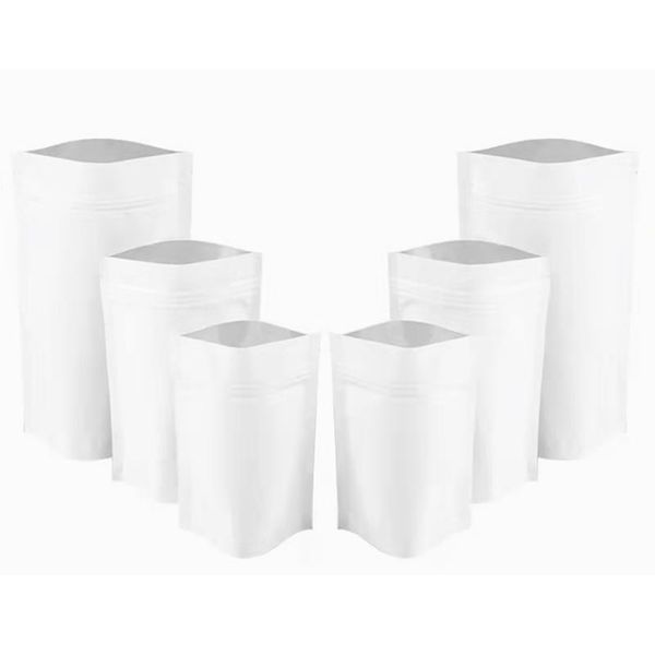 storage bags 100pcs/lot glossy white aluminum foil stand up bag reusable zipper grip seal tear notch doypack reclosable food pouche
storage bags 100pcs/lot glossy white aluminum foil stand up bag reusable zipper grip seal tear notch doypack reclosable food pouche
