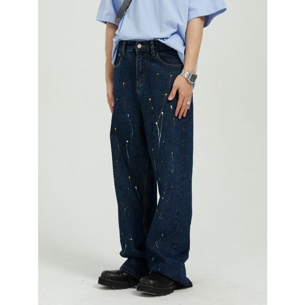 | 2021 four seasons korean fashion splash ink design loose mid waist casual jeans men men's, Blue
| 2021 four seasons korean fashion splash ink design loose mid waist casual jeans men men's, Blue