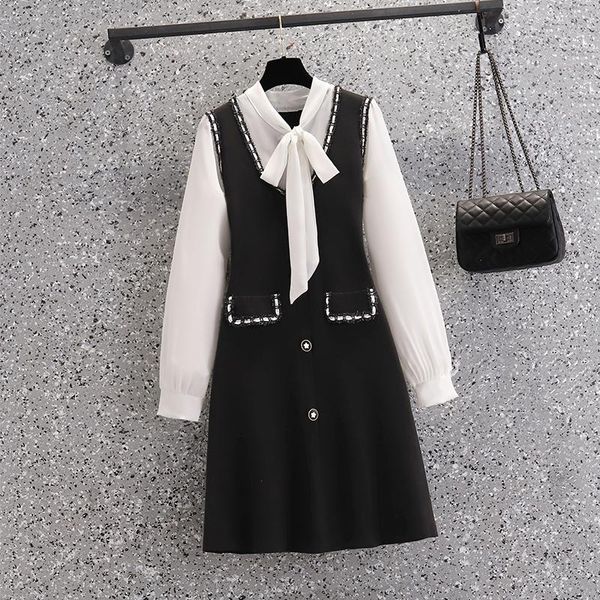 casual dresses small fragrant vintage fake two piece set sweater dress autumn bow collar long sleeve chiffon patchwork a line knitted, Black;gray
casual dresses small fragrant vintage fake two piece set sweater dress autumn bow collar long sleeve chiffon patchwork a line knitted, Black;gray