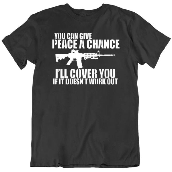 you can give peace a chance cover you, gun symbol short sleeve t shirt gift new, White;black
you can give peace a chance cover you, gun symbol short sleeve t shirt gift new, White;black