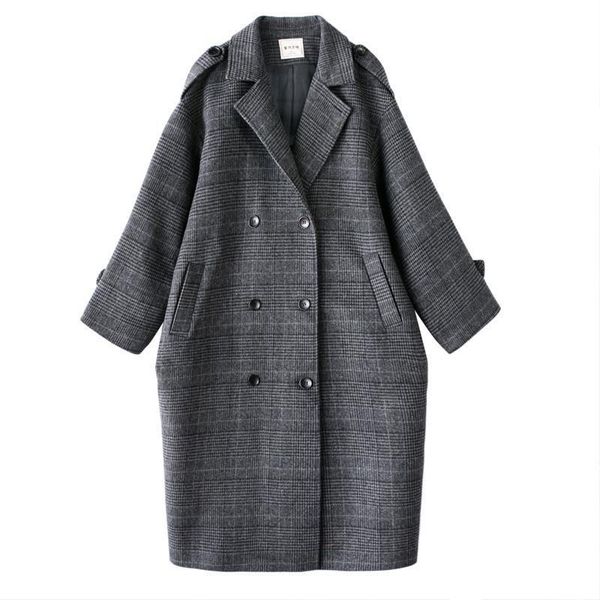 women's wool & blends autumn and winter women's coat plaid over knee england style artificial jacket elegant trench overcoat female, Black
women's wool & blends autumn and winter women's coat plaid over knee england style artificial jacket elegant trench overcoat female, Black