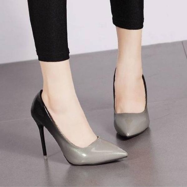 dress shoes women's gradient color pointed high heels fashion patent leather mixed stiletto pump, Black
dress shoes women's gradient color pointed high heels fashion patent leather mixed stiletto pump, Black