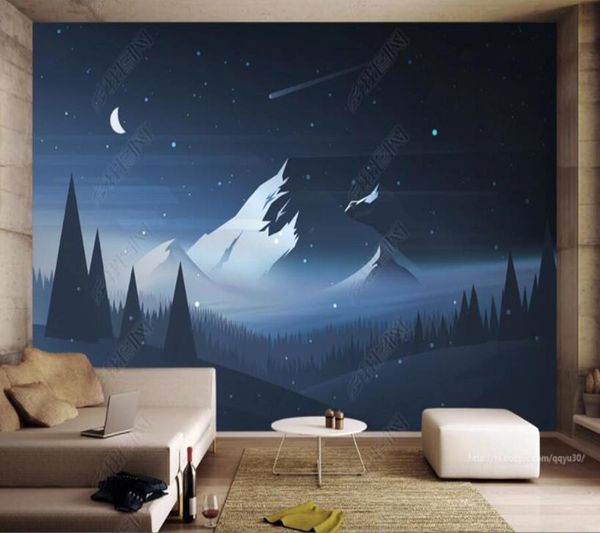 wallpapers papel de parede snow mountain night view modern and simple 3d wallpaper mural,iving room tv wall bedroom papers home decor 
wallpapers papel de parede snow mountain night view modern and simple 3d wallpaper mural,iving room tv wall bedroom papers home decor