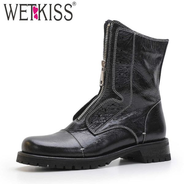 wetkiss genuine leather ankle boots women chunky heels shoes square toe platform skid proof booties front zipper shoes 210630, Black
wetkiss genuine leather ankle boots women chunky heels shoes square toe platform skid proof booties front zipper shoes 210630, Black