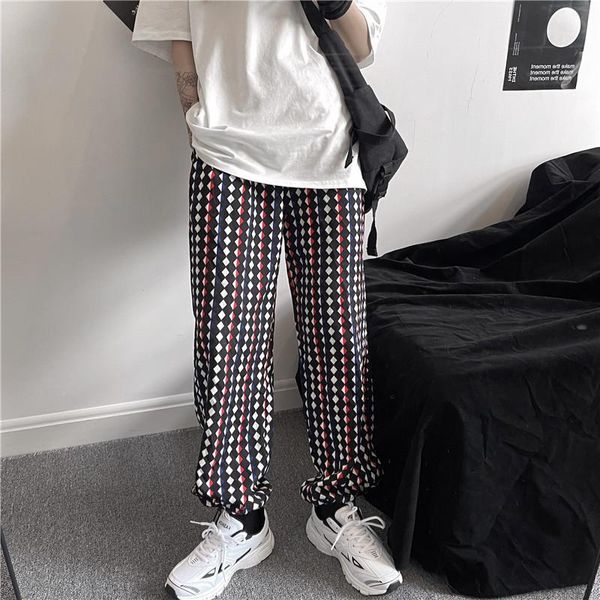 women's pants & capris harajuku women men elastic waist straight trousers grunge geometric lattice loos casual female high pant, Black;white
women's pants & capris harajuku women men elastic waist straight trousers grunge geometric lattice loos casual female high pant, Black;white