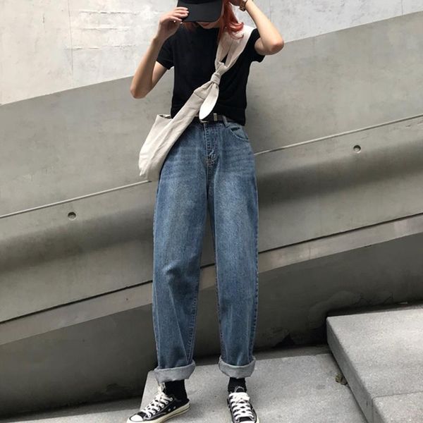vintage high waist boyfriend jeans straight-leg casual denim ankle-length pant mom full length straight streetwear women's, Blue
vintage high waist boyfriend jeans straight-leg casual denim ankle-length pant mom full length straight streetwear women's, Blue
