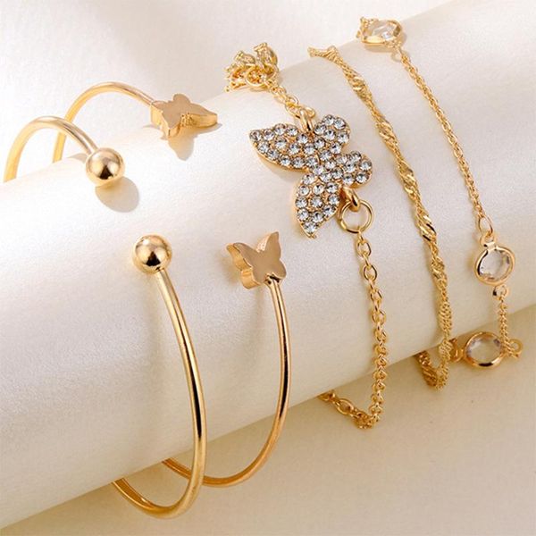 link, chain bohemian bracelet set butterfly open rhinestone gold bracelets elegant women vintage boho jewelry accessories, Black
link, chain bohemian bracelet set butterfly open rhinestone gold bracelets elegant women vintage boho jewelry accessories, Black