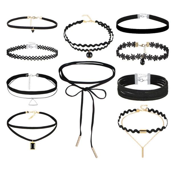 chokers 2021 bohemian gothic tattoo 10pcs set for women black lace long necklace female high-end fashion jewelry party gift, Golden;silver
chokers 2021 bohemian gothic tattoo 10pcs set for women black lace long necklace female high-end fashion jewelry party gift, Golden;silver