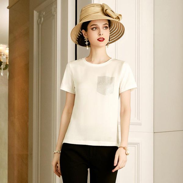 women's t-shirt shzq silk short sleeve 2021 round neck white thin mulberry loose
women's t-shirt shzq silk short sleeve 2021 round neck white thin mulberry loose