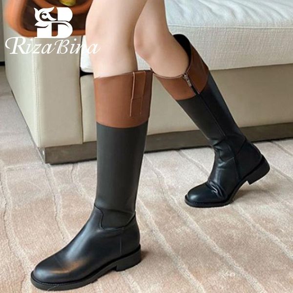boots rizabina real leather knee high for women mixed color low heels fashion street footwear ins style long boot size 34-40, Black
boots rizabina real leather knee high for women mixed color low heels fashion street footwear ins style long boot size 34-40, Black