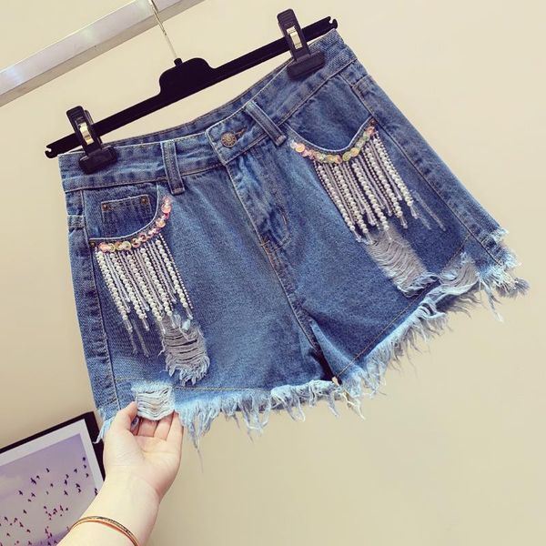 women's jeans korean-style denim shorts woman 2021 spring summer process fringed fashion ripped holes femme, Blue
women's jeans korean-style denim shorts woman 2021 spring summer process fringed fashion ripped holes femme, Blue