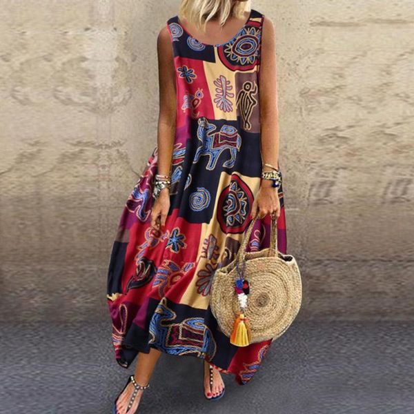 casual dresses women summer flower dress vintage bohemian print floral sleeveless o-neck straps robes longues pour les femmes ete 30#, Black;gray
casual dresses women summer flower dress vintage bohemian print floral sleeveless o-neck straps robes longues pour les femmes ete 30#, Black;gray