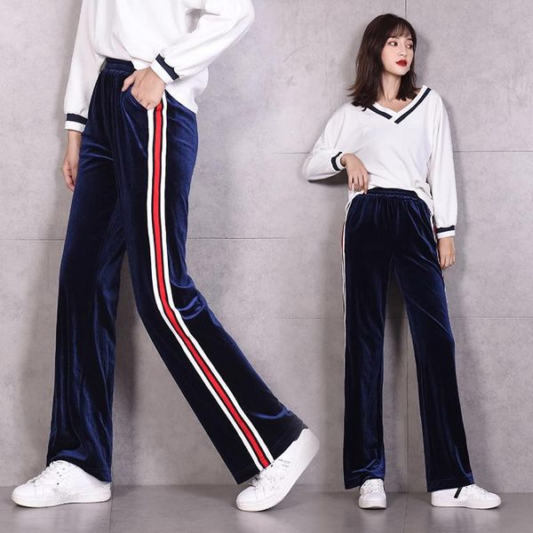women's pants & capris wkoud wide leg for women pleuche material elastic waist side striped loose trousers full length becasual p8447, Black;white
women's pants & capris wkoud wide leg for women pleuche material elastic waist side striped loose trousers full length becasual p8447, Black;white