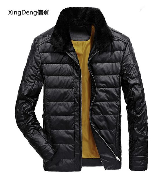 men's jackets xingdeng men fashion warm winter 80% white duck down pu leather casual coats fur collar clothing, Black;brown
men's jackets xingdeng men fashion warm winter 80% white duck down pu leather casual coats fur collar clothing, Black;brown