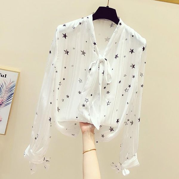 women's blouses & shirts 2021 autumn long sleeve pullovers female stars printing bow v neck loose women all-match bottoming top, White
women's blouses & shirts 2021 autumn long sleeve pullovers female stars printing bow v neck loose women all-match bottoming top, White