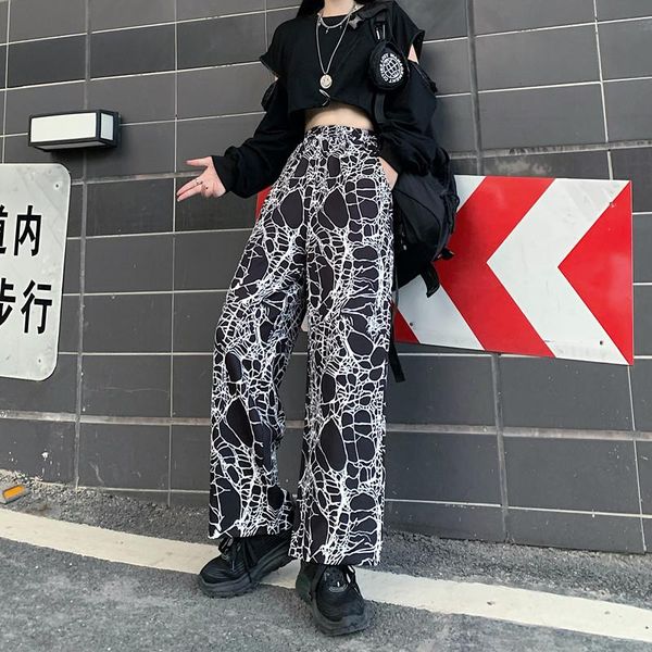 korea harajuku style street retro personality printing elastic waist loose casual wide-leg straight trousers for men and women women's, Black;white
korea harajuku style street retro personality printing elastic waist loose casual wide-leg straight trousers for men and women women's, Black;white