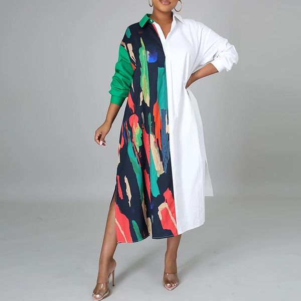 casual dresses women print patchwork shirt long dress loose single breasted sleeve autumn split button office female 2021 rob, Black;gray
casual dresses women print patchwork shirt long dress loose single breasted sleeve autumn split button office female 2021 rob, Black;gray