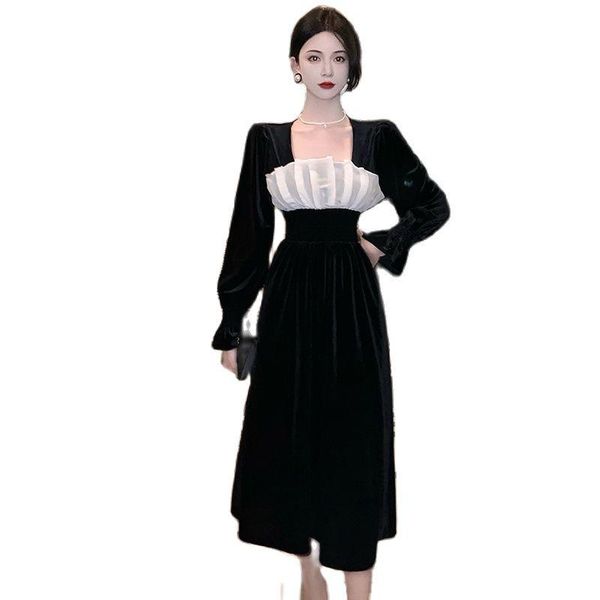 casual dresses temperament and elegant dress 2021 autumn winter stitching petals waist velvet fashionable women's clothing, Black;gray
casual dresses temperament and elegant dress 2021 autumn winter stitching petals waist velvet fashionable women's clothing, Black;gray