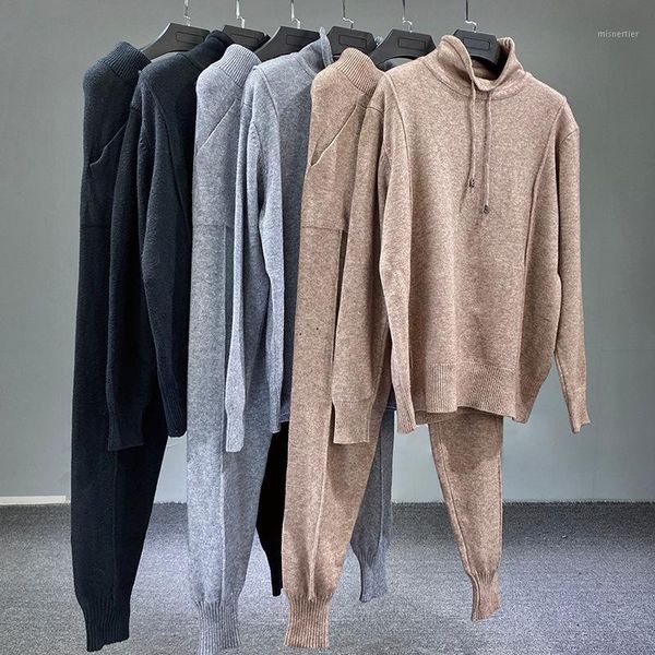 high-neck loose casual sweater high waist pants two-piece set q274 women's two piece, White
high-neck loose casual sweater high waist pants two-piece set q274 women's two piece, White