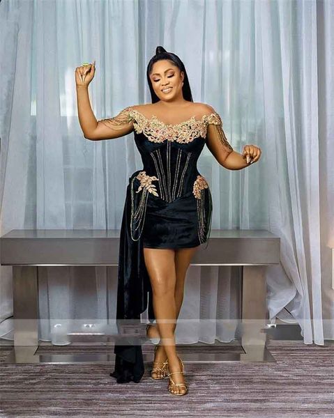 2022 black velvet off the shoulder evening dresses tassel beaded prom party gowns african robe de soirée femme, Black;red
2022 black velvet off the shoulder evening dresses tassel beaded prom party gowns african robe de soirée femme, Black;red