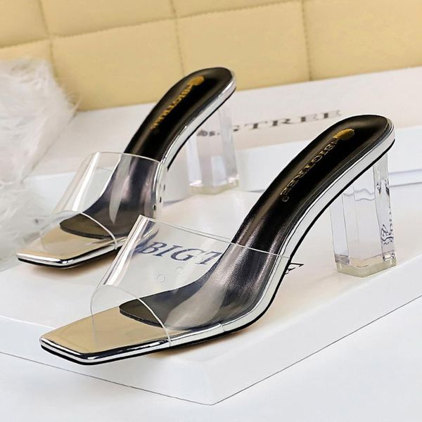 slippers 2021 design slides women 7cm high heels transparent pvc mules summer sandals lady square block clear low shoes, Black
slippers 2021 design slides women 7cm high heels transparent pvc mules summer sandals lady square block clear low shoes, Black