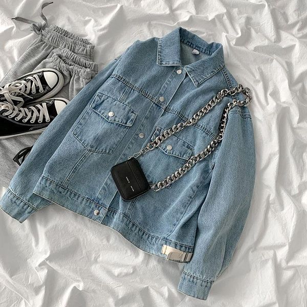 women's jackets vintage denim women coats autumn 2021 turn-down collar pocket long-sleeved loose female outwear solid, Black;brown
women's jackets vintage denim women coats autumn 2021 turn-down collar pocket long-sleeved loose female outwear solid, Black;brown