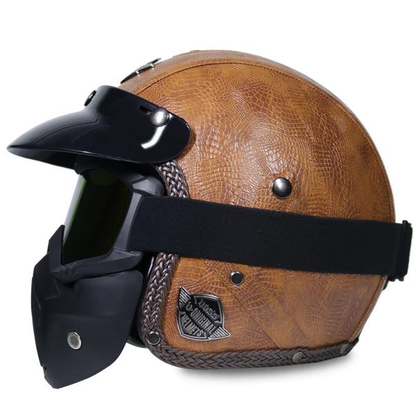 motorcycle helmets fashion pu leather 3/4 chopper bike helmet open face vintage with goggle mask
motorcycle helmets fashion pu leather 3/4 chopper bike helmet open face vintage with goggle mask
