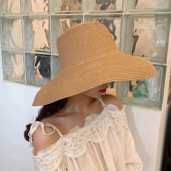 wide brim hats summer straw sun hat protection holiday seaside beach for women large brimmed folding girls accessories, Blue;gray
wide brim hats summer straw sun hat protection holiday seaside beach for women large brimmed folding girls accessories, Blue;gray