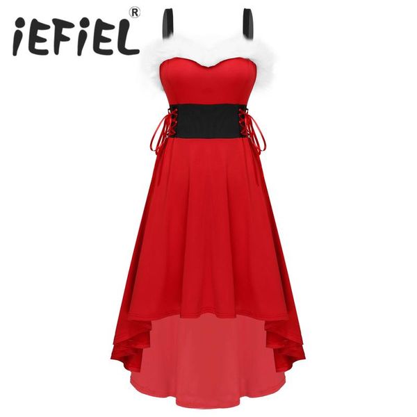 women christmas costume dress shoulder straps sleeveless white faux fur high waist bowknot pleated a-line clothes for party casual dresses, Black;gray
women christmas costume dress shoulder straps sleeveless white faux fur high waist bowknot pleated a-line clothes for party casual dresses, Black;gray